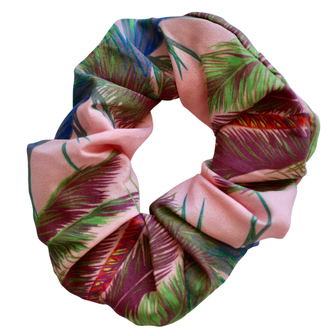teen girls hair accessories scrunchie by Love Haidee Australia pink palm tree print