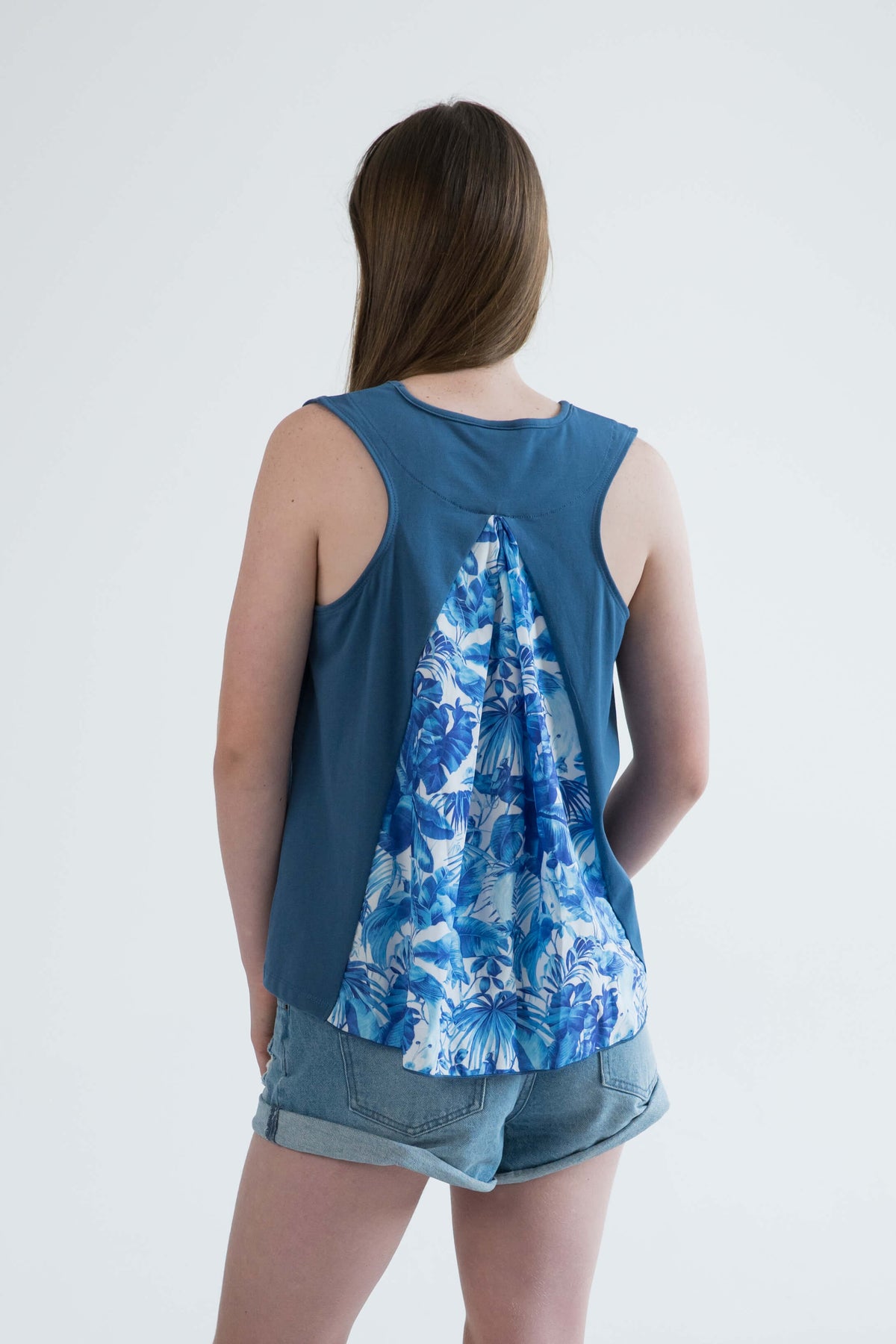 blue teen girls clothing sleeveless singlet top jungle summer print by Love Haidee Australia racer back