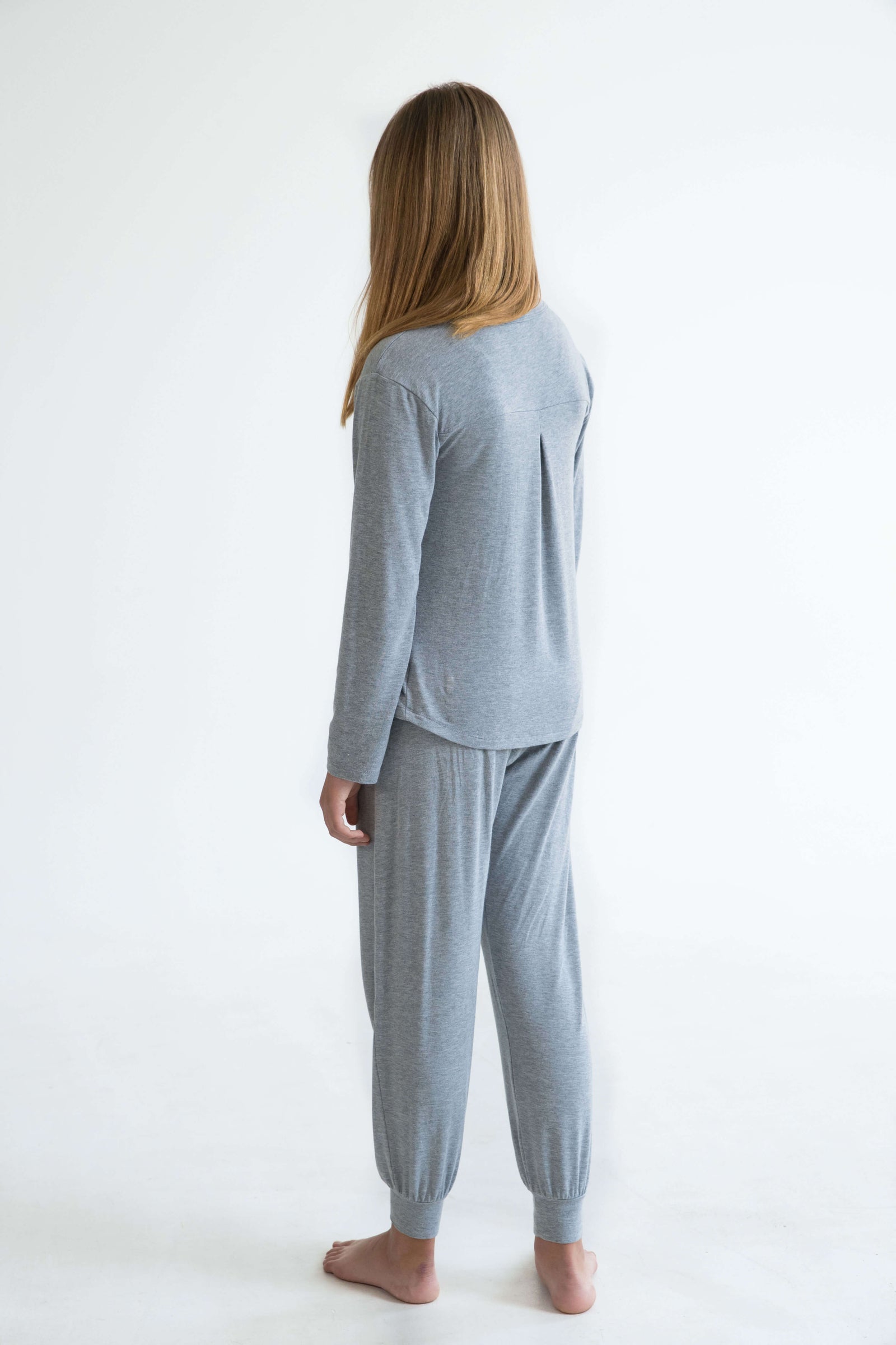grey teen girls winter long sleeve bamboo pyjama top by Love Haidee Australia front