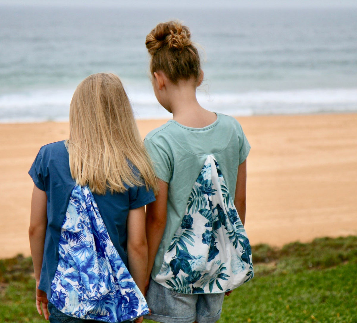mint green and blue teen girls clothing short sleeve t-shirt top floral print by Love Haidee Australia lifestyle image