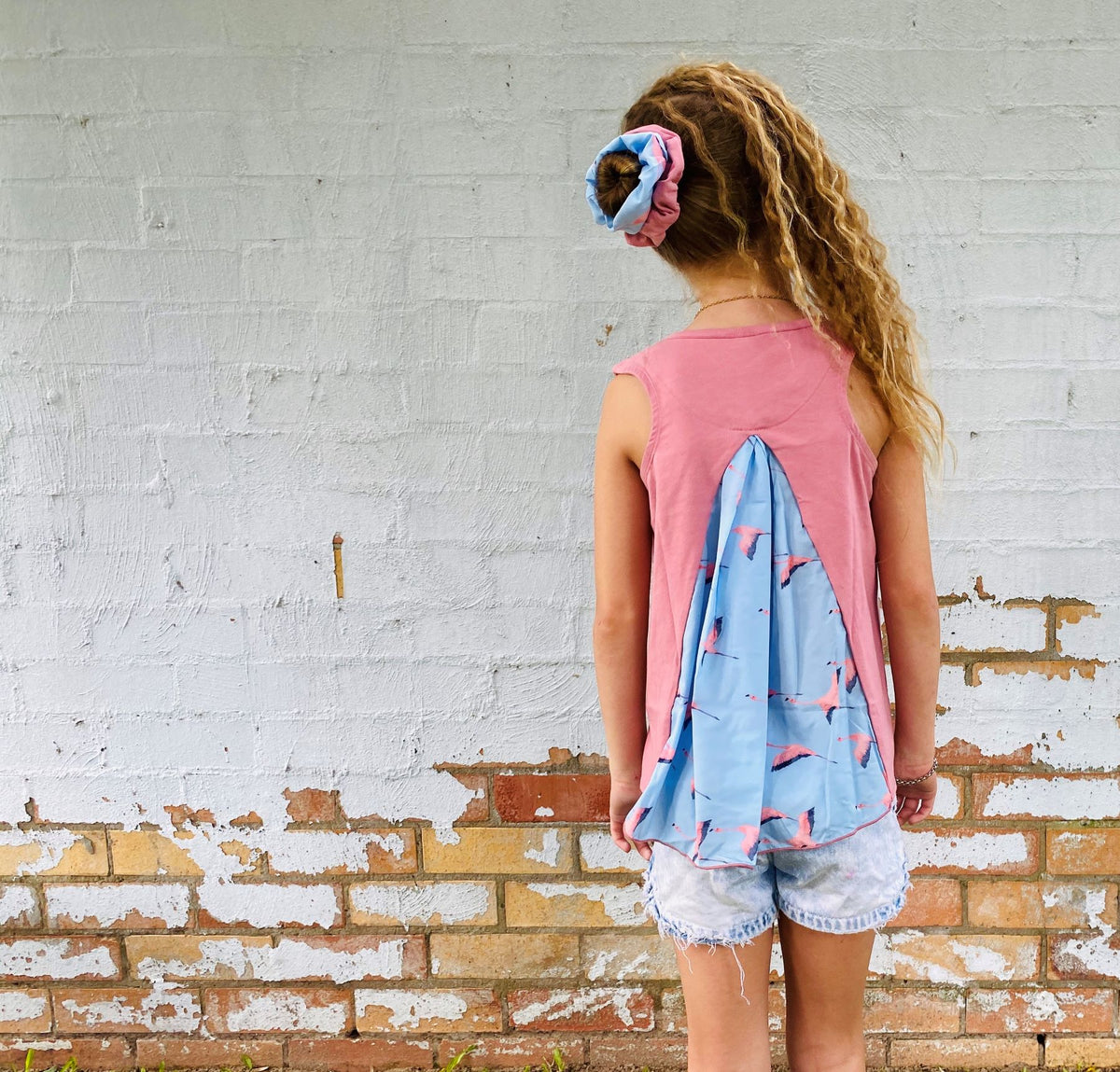 pink teen girls clothing sleeveless singlet top flamingo print by Love Haidee Australia racer back Summers Real World