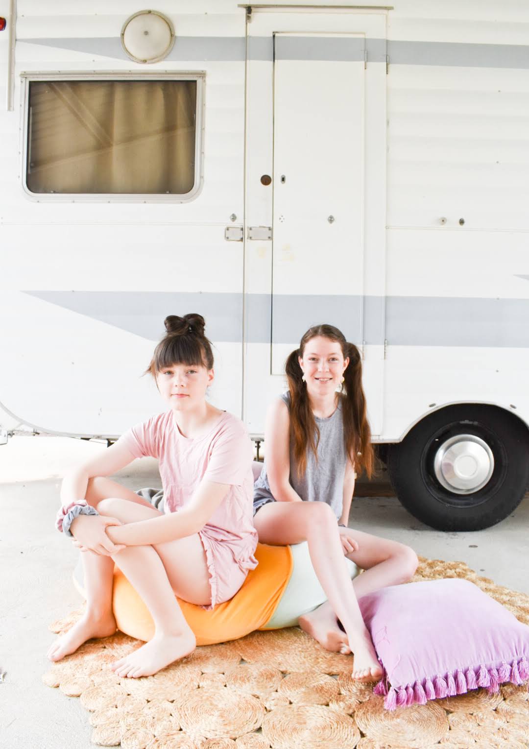 best teen girls pyjamas comfiest bamboo sleepwear by Love Haidee Australia girls sitting on cushions