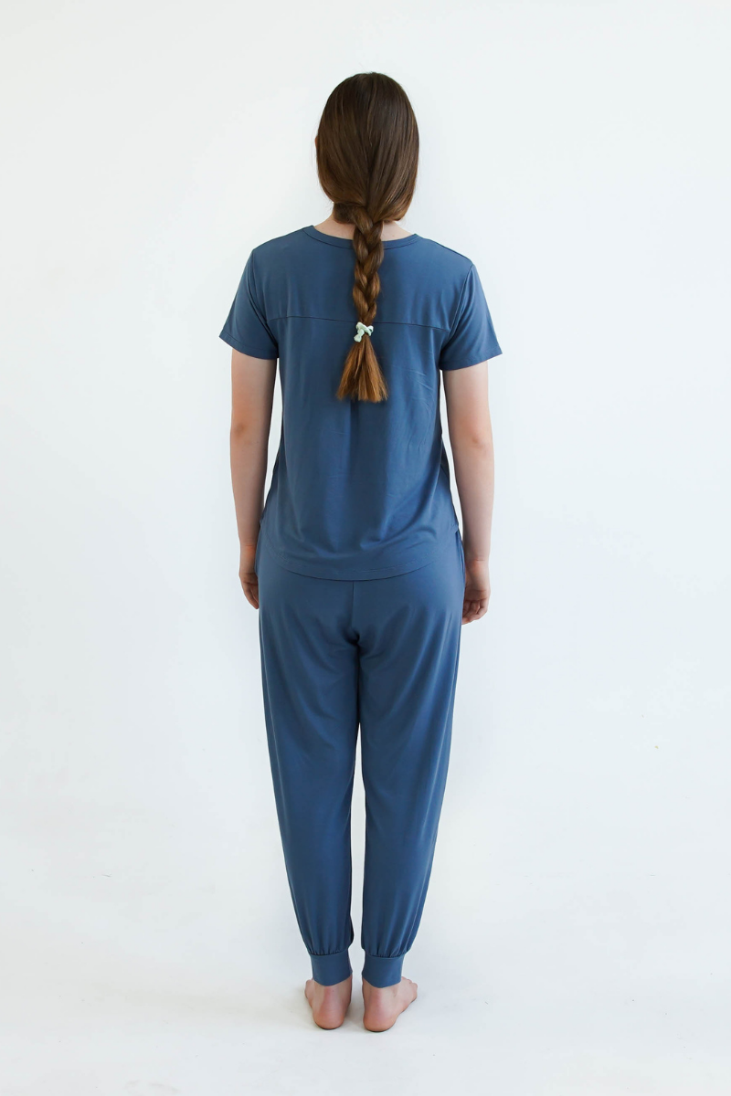 blueteen girls pyjamas long pants short sleeve top by Love Haidee Australia back view