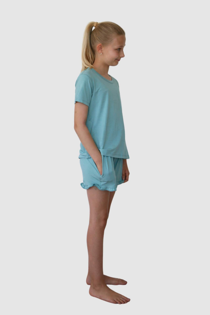 Girls Mint Pyjamas SET Sleep Shorts Short Sleeve Sleep Tee Love Haidee