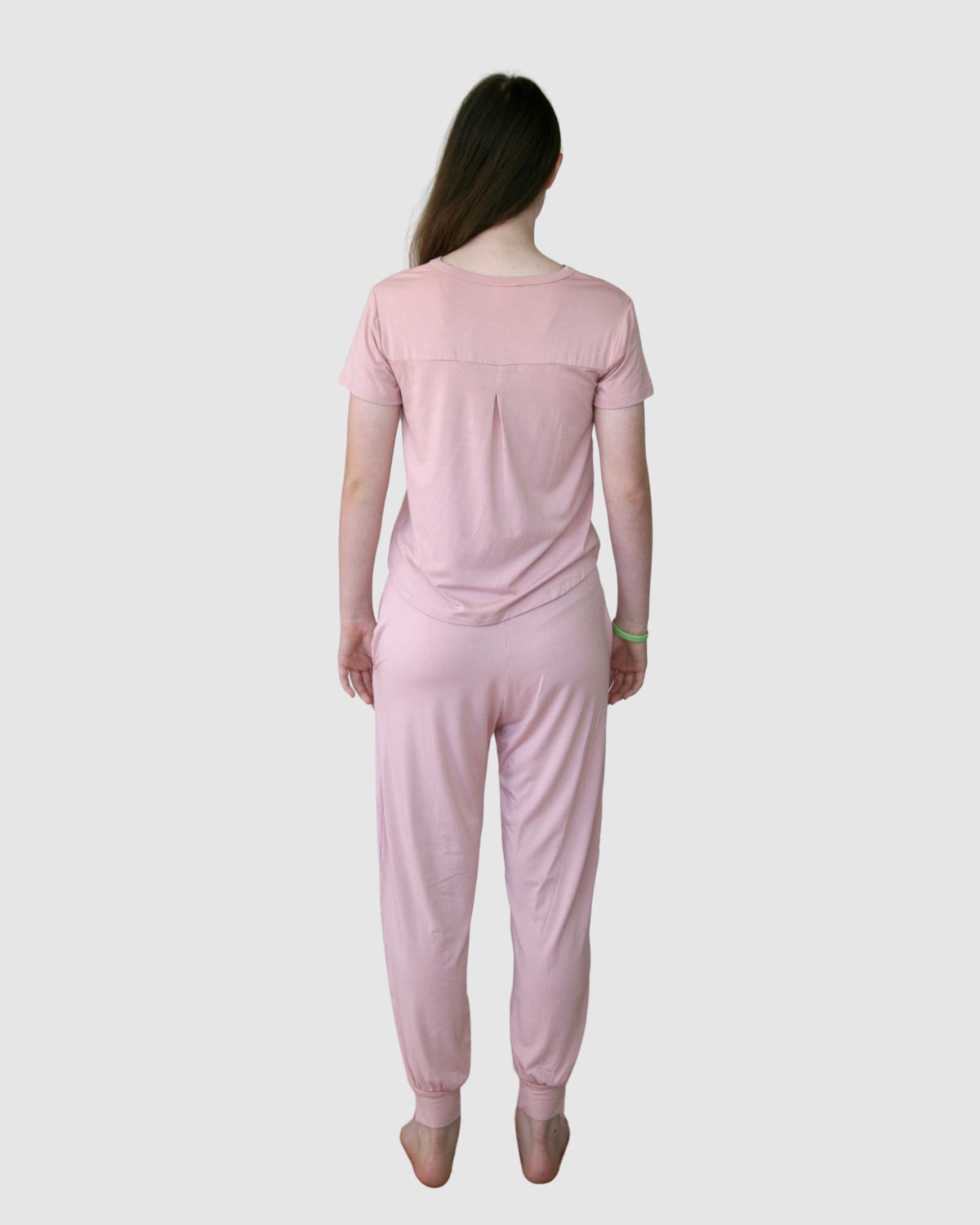 pink teen girls pyjamas set long pants and short sleeve top by Love Haidee Australia back