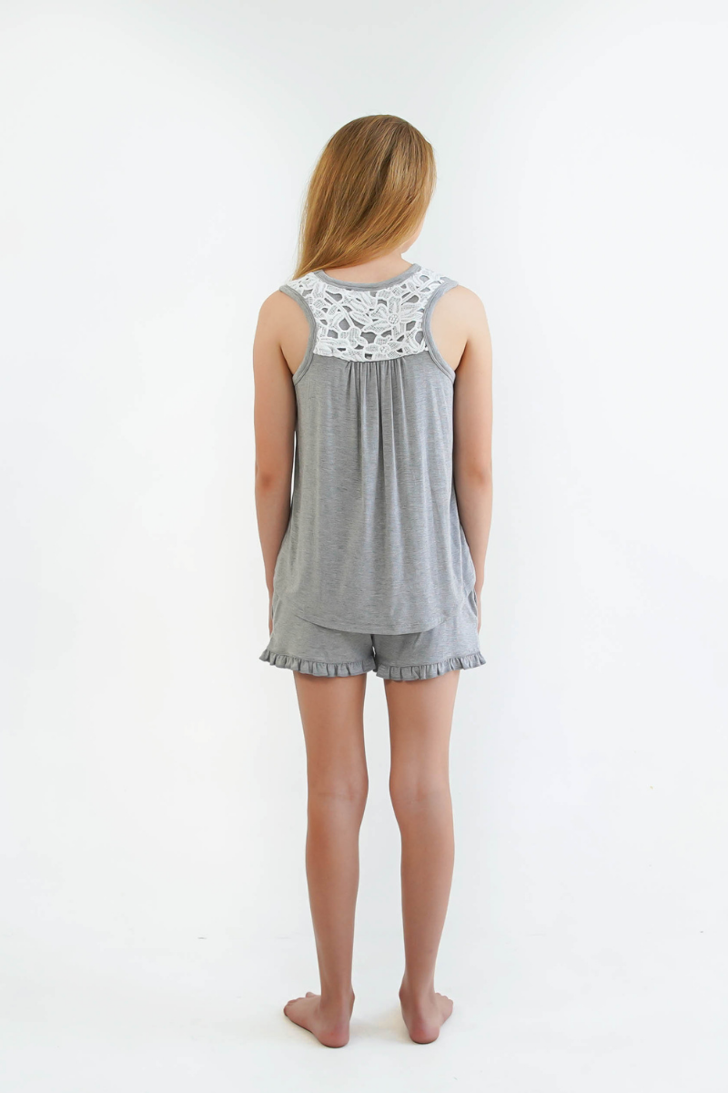 grey teen girls summer bamboo pyjama singlet by Love Haidee Australia back