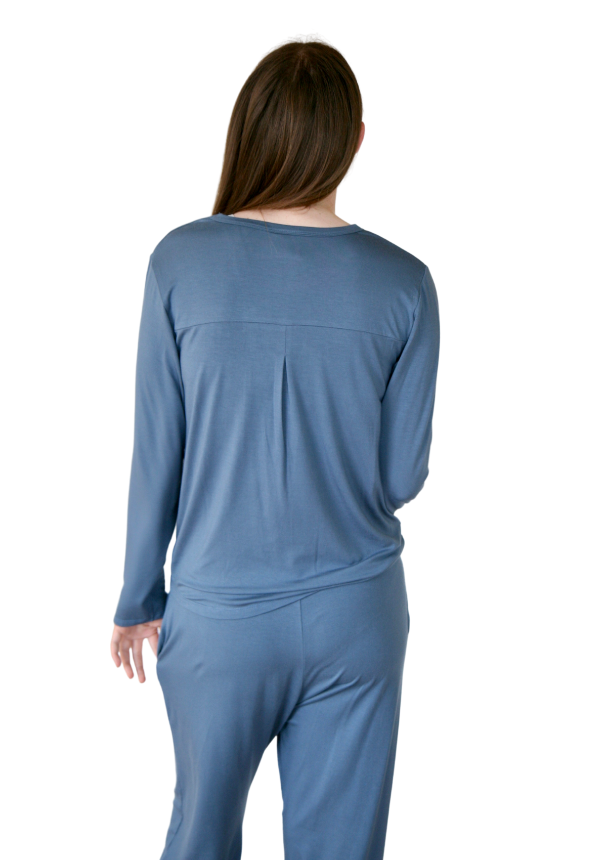 blue-teen-girls-winter-pyjamas by Love Haidee Australia long pants and long sleeve top  back close up