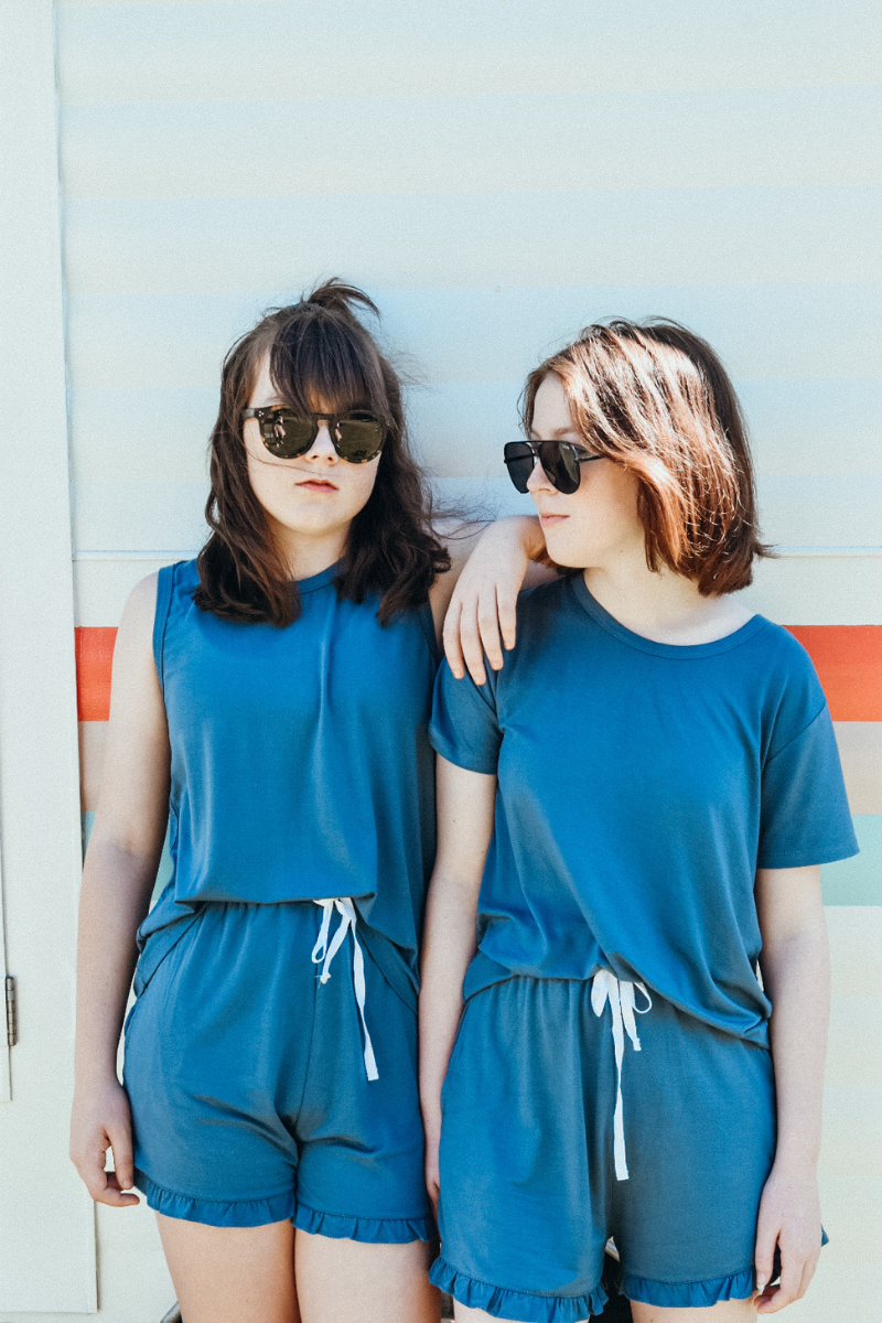 Blue Girls Pyjamas SET - Sleep Shorts &amp; Short Sleeve Sleep Tee