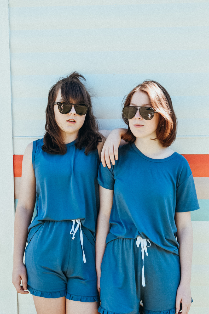 Blue Girls Pyjamas SET - Sleep Shorts &amp; Sleep Tank